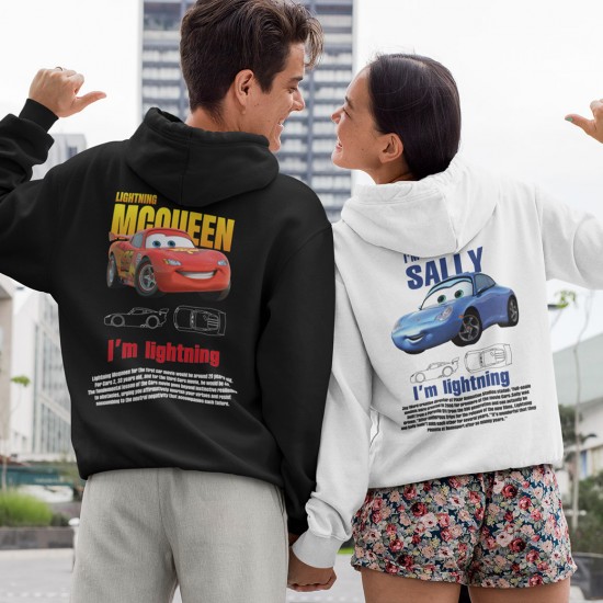 Şimşek Mcqueen ve Sally Çift Kombin Sweatshirtleri